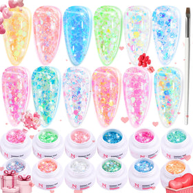 noirwhite glitter gel polish set color display for versatile at-home looks