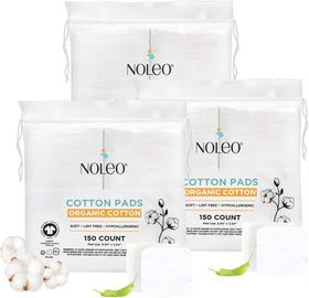 NOLEO Organic Cotton Pads large pressed, ideal for gentle facial cleansing