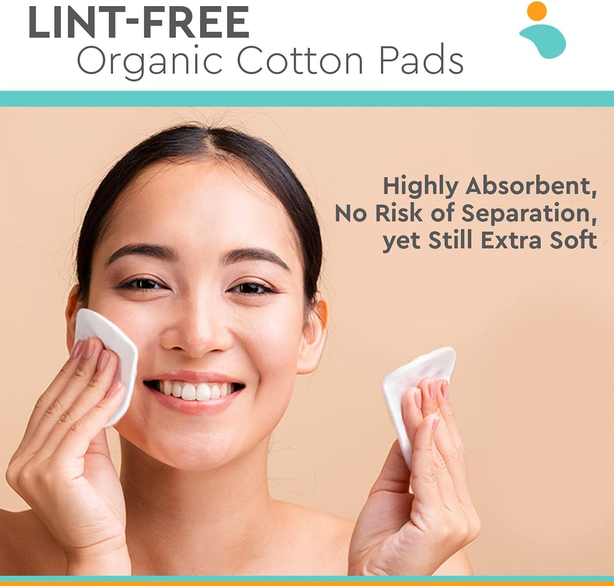 NOLEO Organic Cotton Pads soft texture close-up, gentle on skin