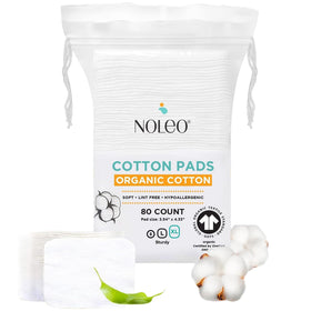 NOLEO Organic Cotton Pads XL packaging highlights eco-friendly design for sensitive skin