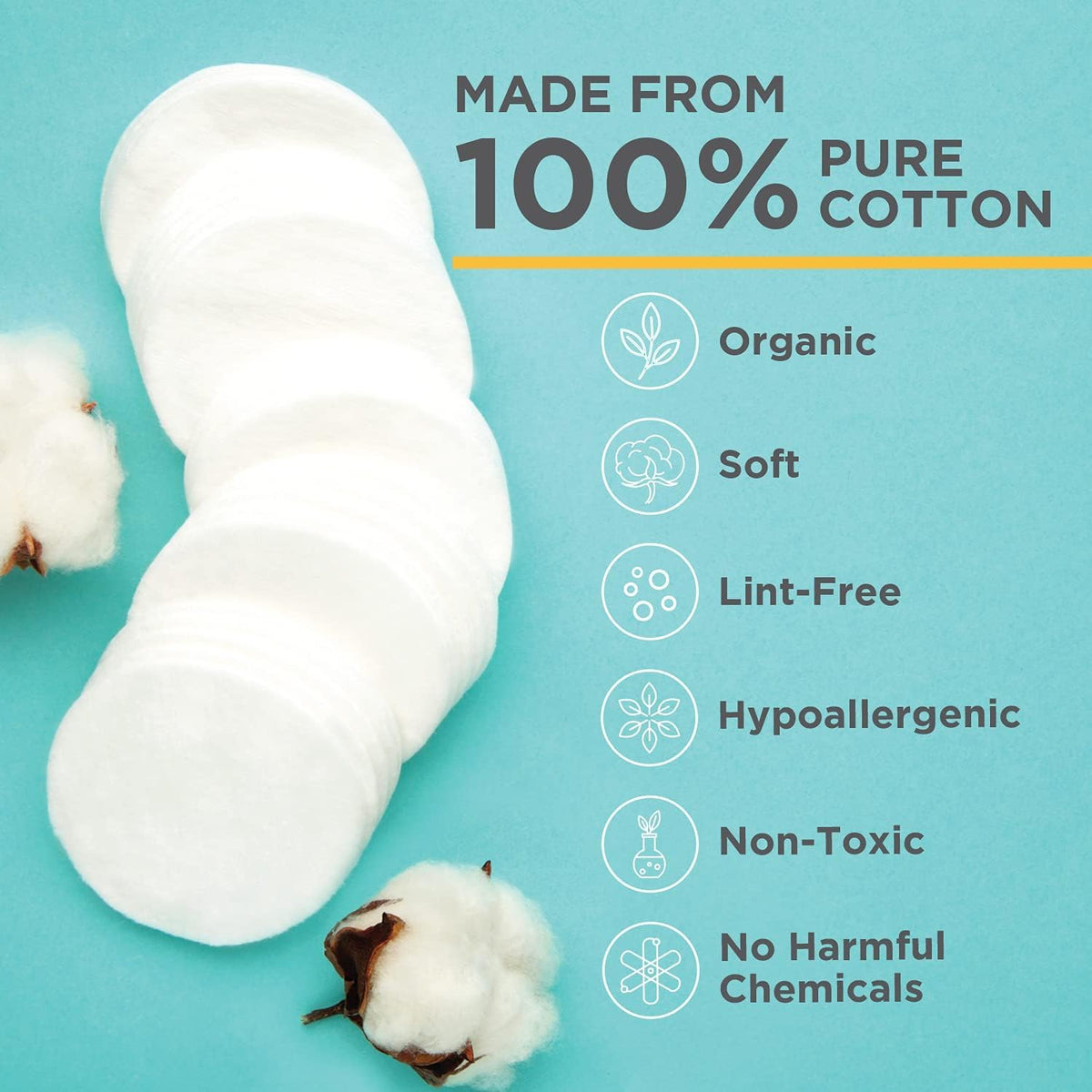 Noleo Organic Cotton Rounds palm size pad ideal for makeup application.