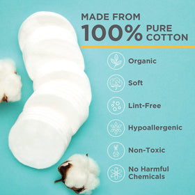 Noleo Organic Cotton Rounds palm size pad ideal for makeup application.