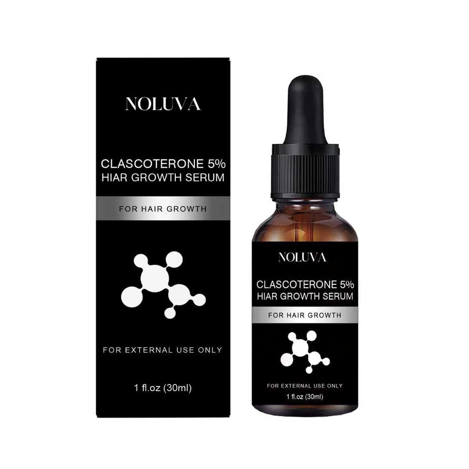 NOLUVA clascoterone five-percent bottle for precise scalp treatment and potential hair support.