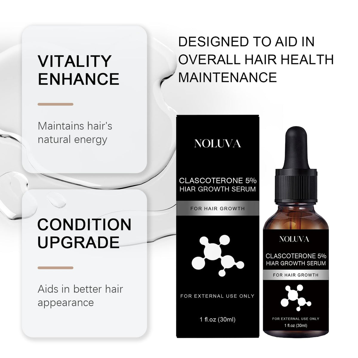 NOLUVA packaging box highlights key benefits and directions.