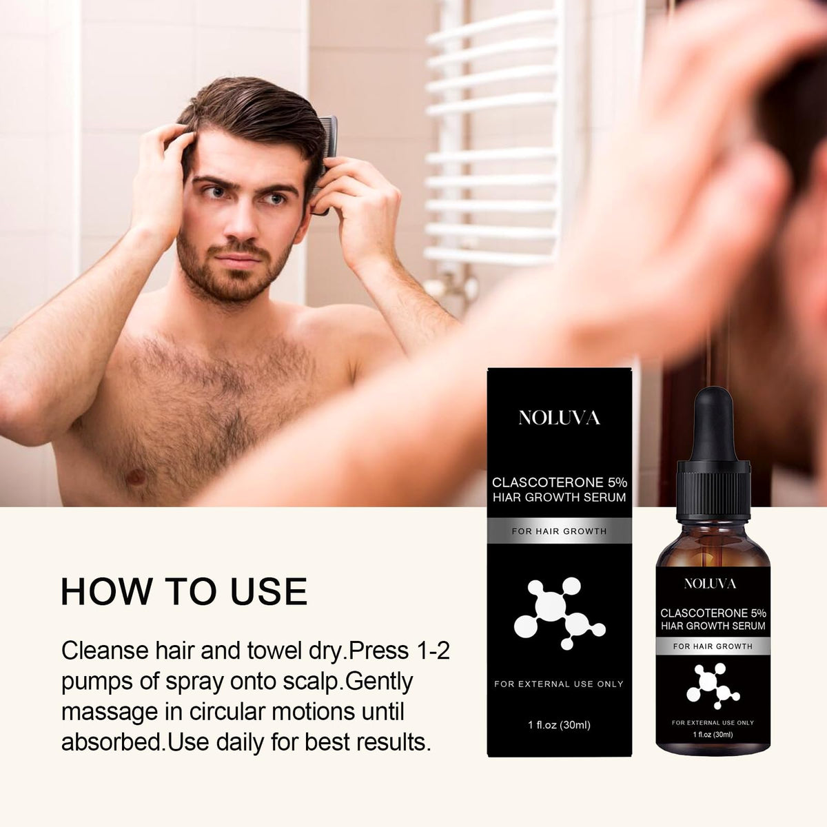NOLUVA Serum texture close-up showing smooth, easy-to-apply consistency.
