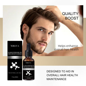 NOLUVA Vitamin D Minoxidil Biotin ingredients graphic highlighting synergistic actives.