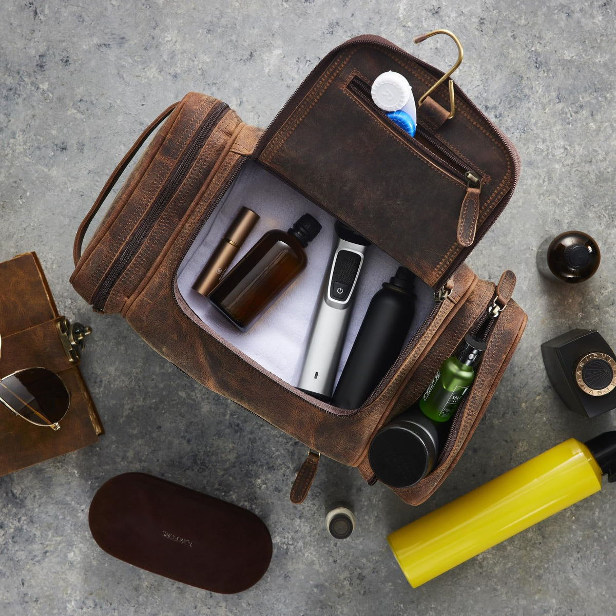 NomadCraftsCo extra-large leather toiletry bag gift-ready packaging for gifting travelers.