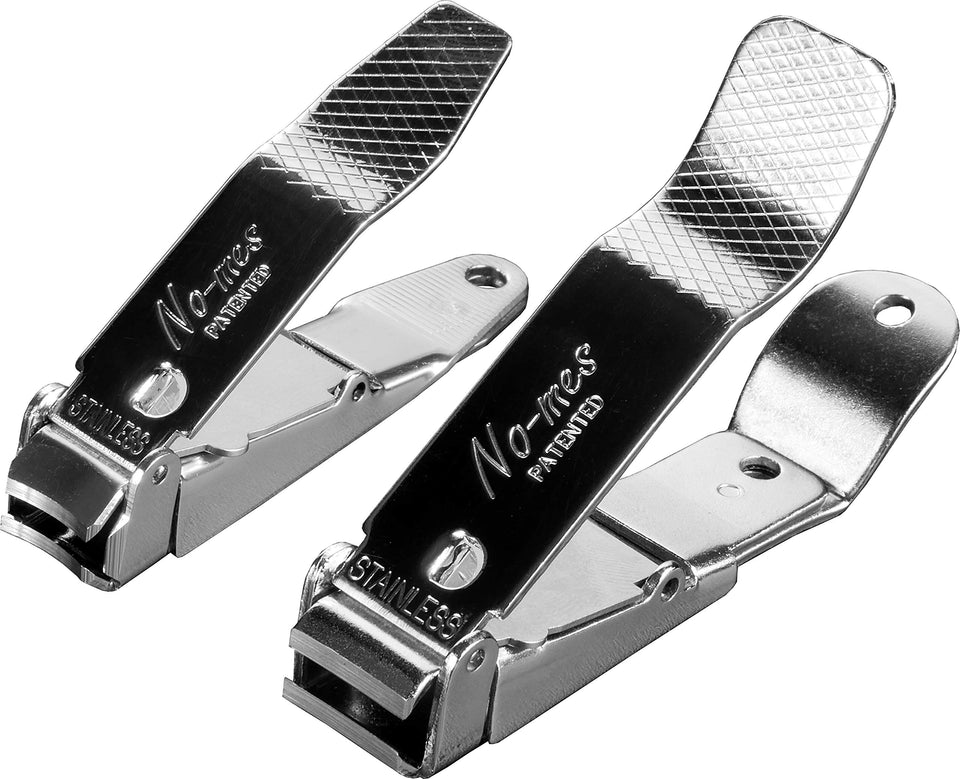 No-Mes fingernail clipper with catcher for mess-free trimming.