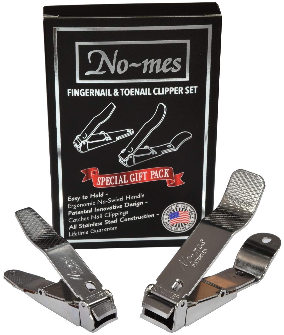 No-Mes fingernail clipper showing ergonomic grip for comfortable trimming.