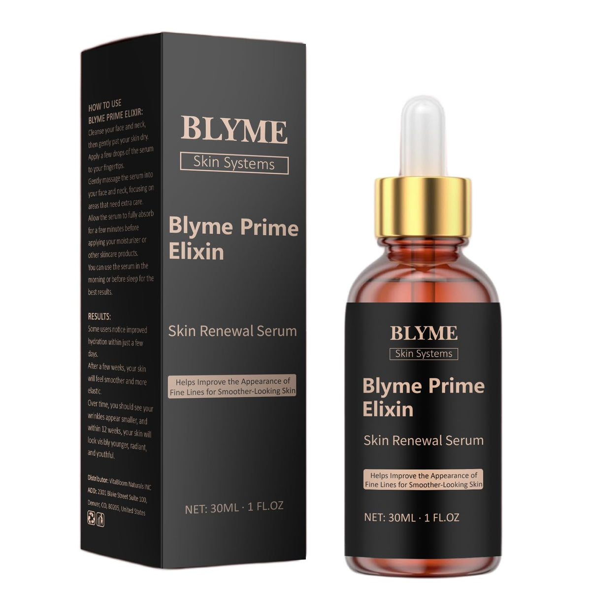 Noni Energy Blyme Prime Elixir Serum bottle close-up highlighting premium packaging and glow