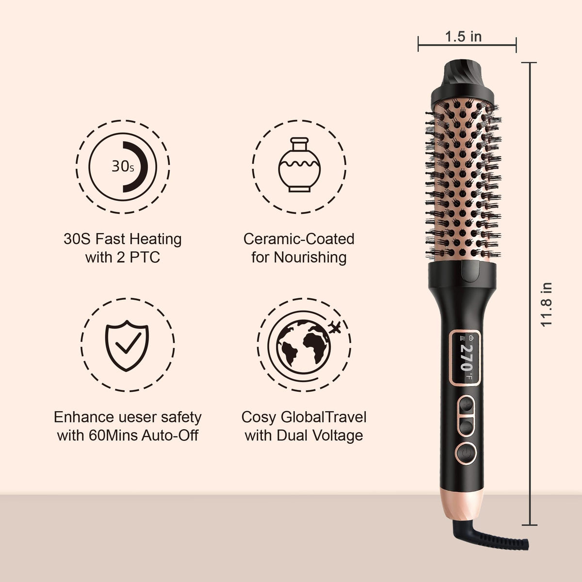 NONK Thermal Brush two PTC heaters speed curling and saving time