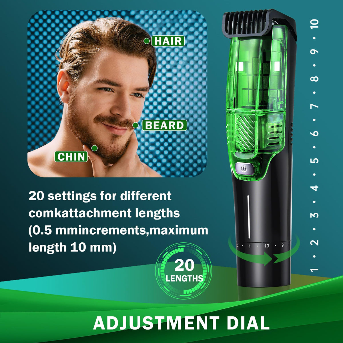 NONK Vacuum Hair Clipper USB charging for cordless convenience.