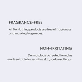 No nothing protein-free ingredient note closeup highlights gentle moisture.