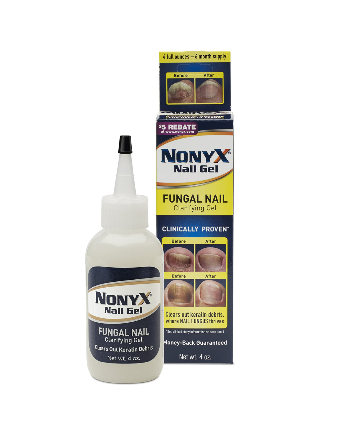 NONYX Nail Gel bottle with 4 oz packaging for clear, healthy-looking nails