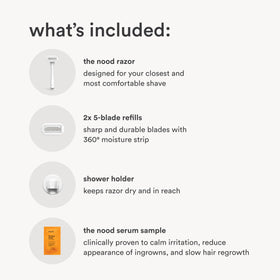 Nood Shaving Starter Kit 360 moisture strip enhances glide and reduces nicks.