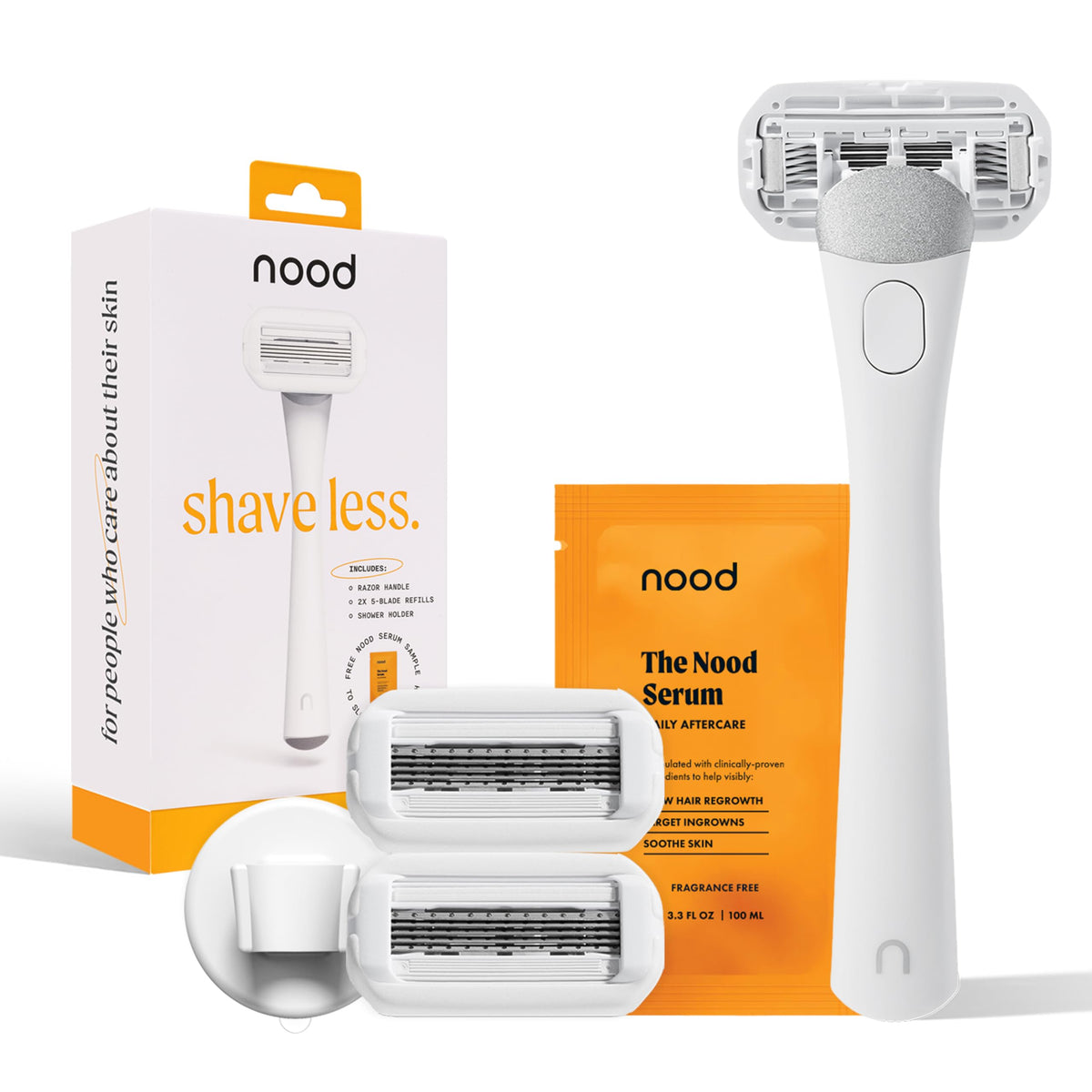 Nood Shaving Starter Kit razor handle, durable stainless steel grip for precise shaving.