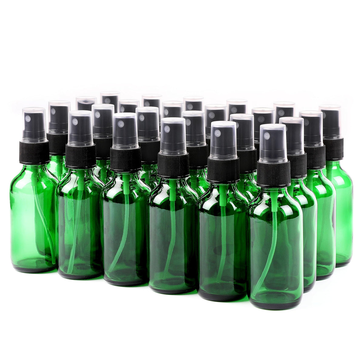 NOOEEISS green glass spray bottle 2oz; portable and leakproof for travel