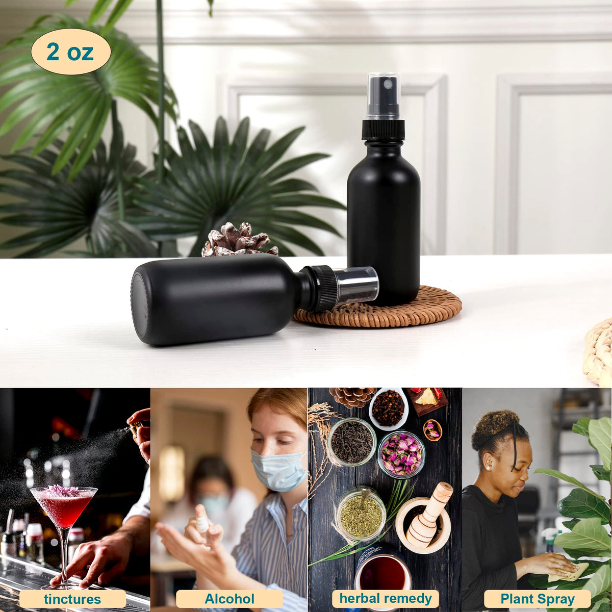 Multi-use NOOEEISS 2oz bottles for cleaning and skincare