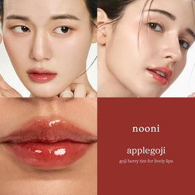 Nooni Applegoji lip gloss close-up reveals silky, non-sticky texture