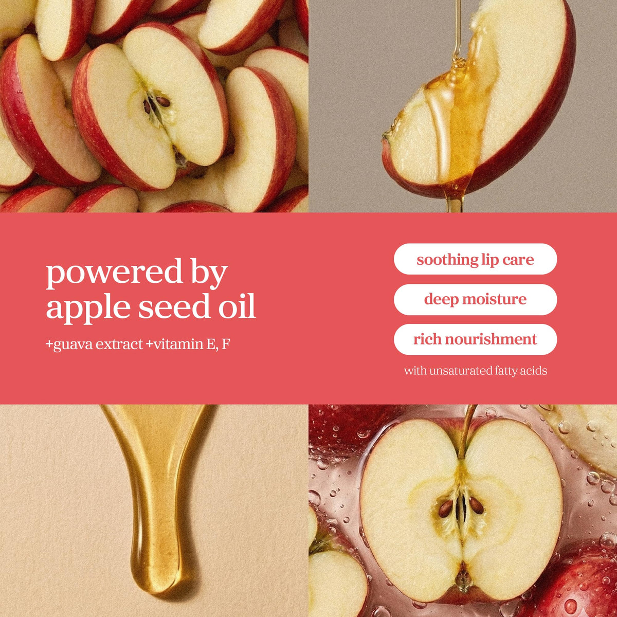 NOONI Appleguava lip oil application shows silky shine with light tint.