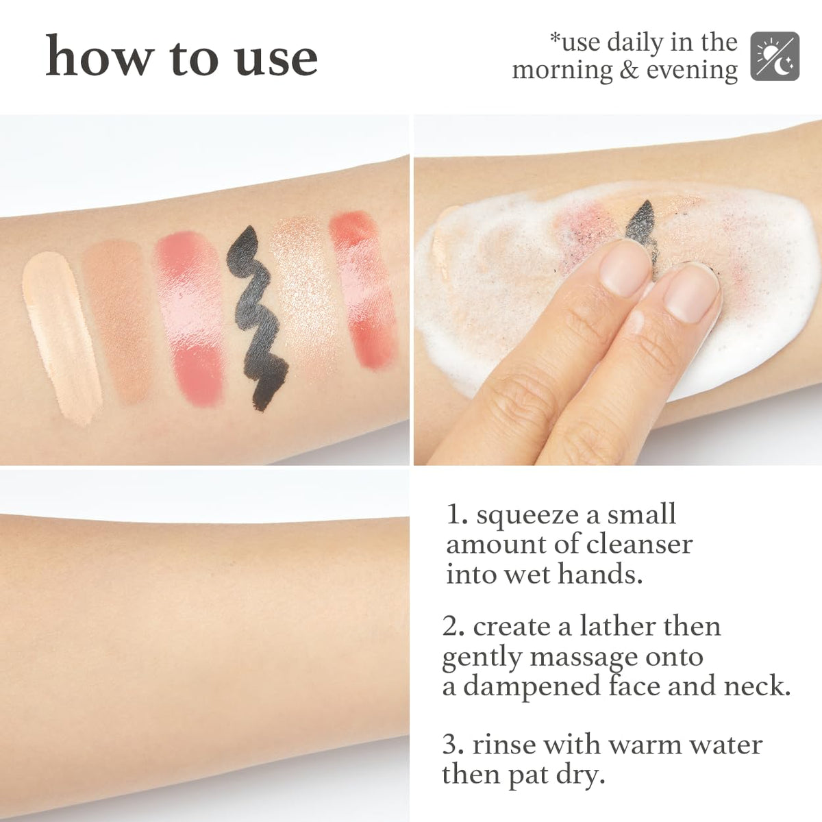 NOONI Cleanser applied to face and neck during routine