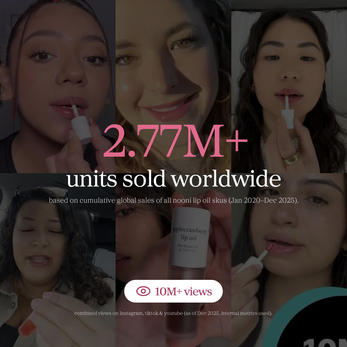 Nooni Lip Oil crystal-clear gloss nourishes the lips.