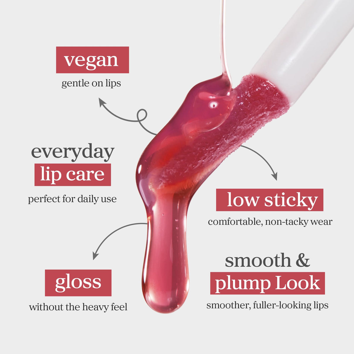 NOONI Lip Oil finish on lips shows lightweight shine.