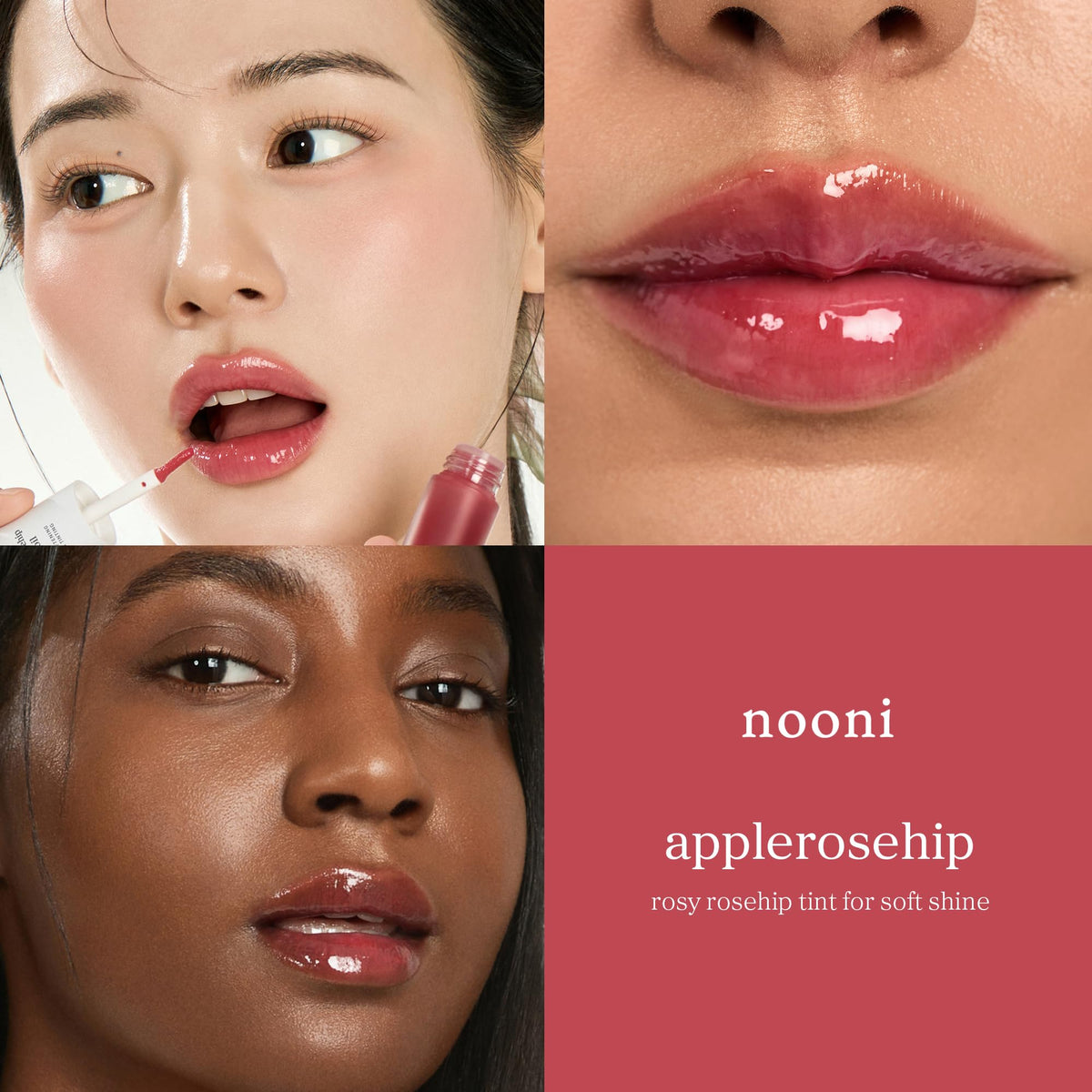 NOONI Lip Oil gloss finish adds healthy-looking color and hydration.