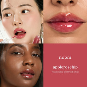 NOONI Lip Oil gloss finish adds healthy-looking color and hydration.