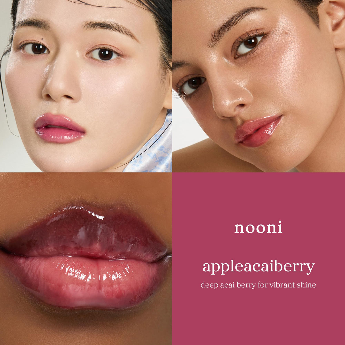 Nooni Lip Oil texture closeup highlights a smooth glide.