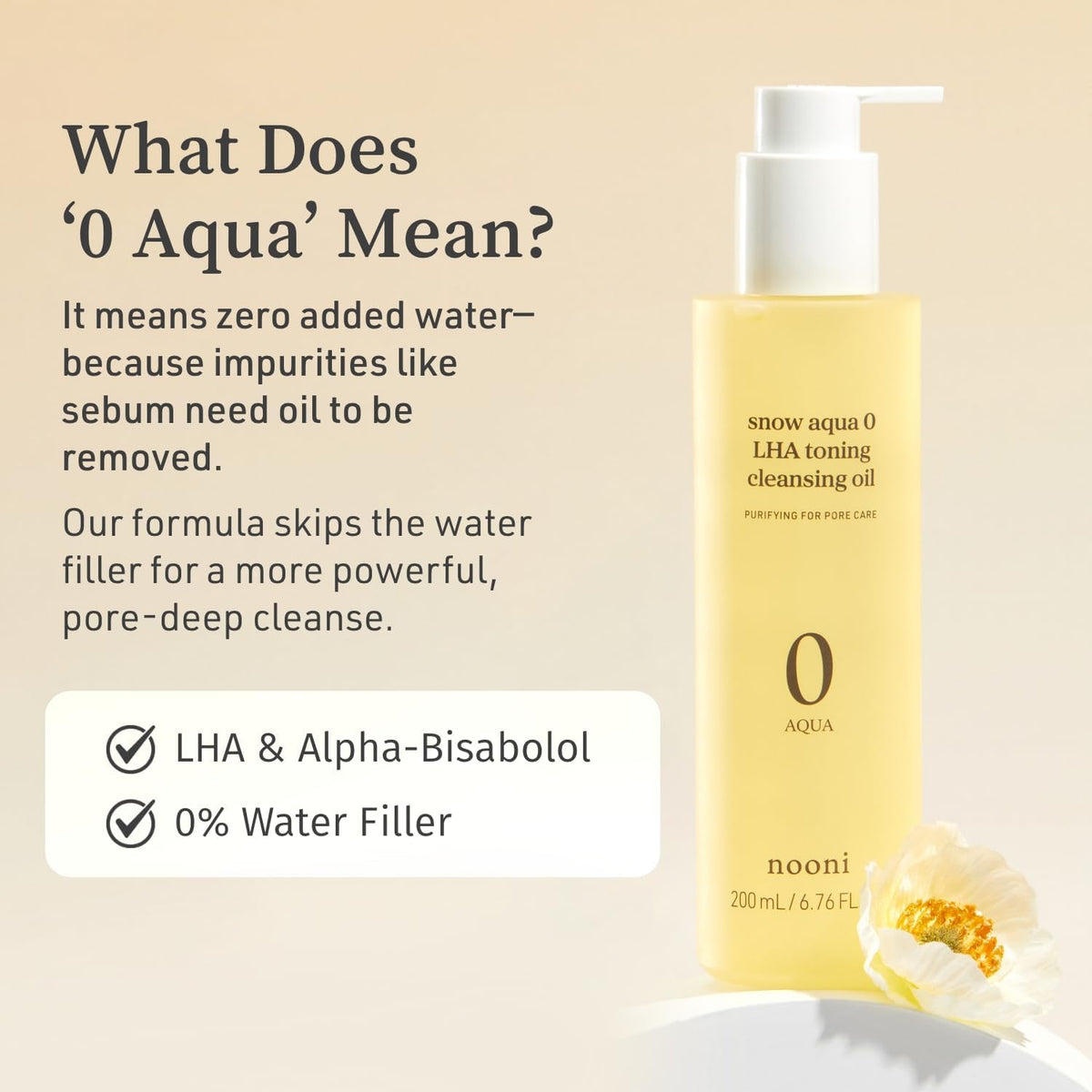 NOONI ingredient list and formula insights for the Snow Aqua cleansing oil