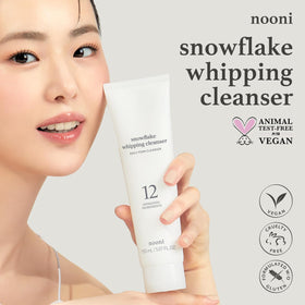 NOONI Snowflake Whipping Cleanser foam close-up showing snow-like texture