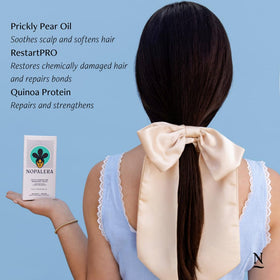 Nopalera Balance Shampoo Bar after use shows shiny, healthy-looking strands.