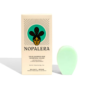 Nopalera Balance Shampoo Bar packaging shows eco-friendly design and travel readiness.