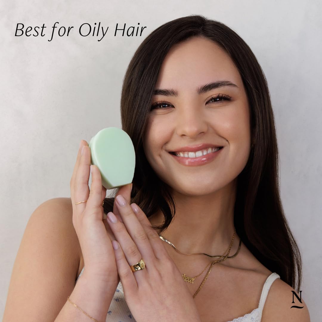 Nopalera Balance Shampoo Bar wet hair lather demonstrates cleansing action for oily hair.