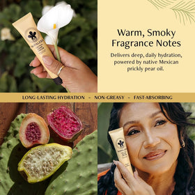 Nopalera Cactus Hand Cream texture swirl showing fast-absorbing hydration.