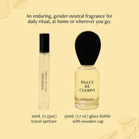 Lifestyle shot with Nopalera Dulce de Cuerpo suggests day-to-night versatility.