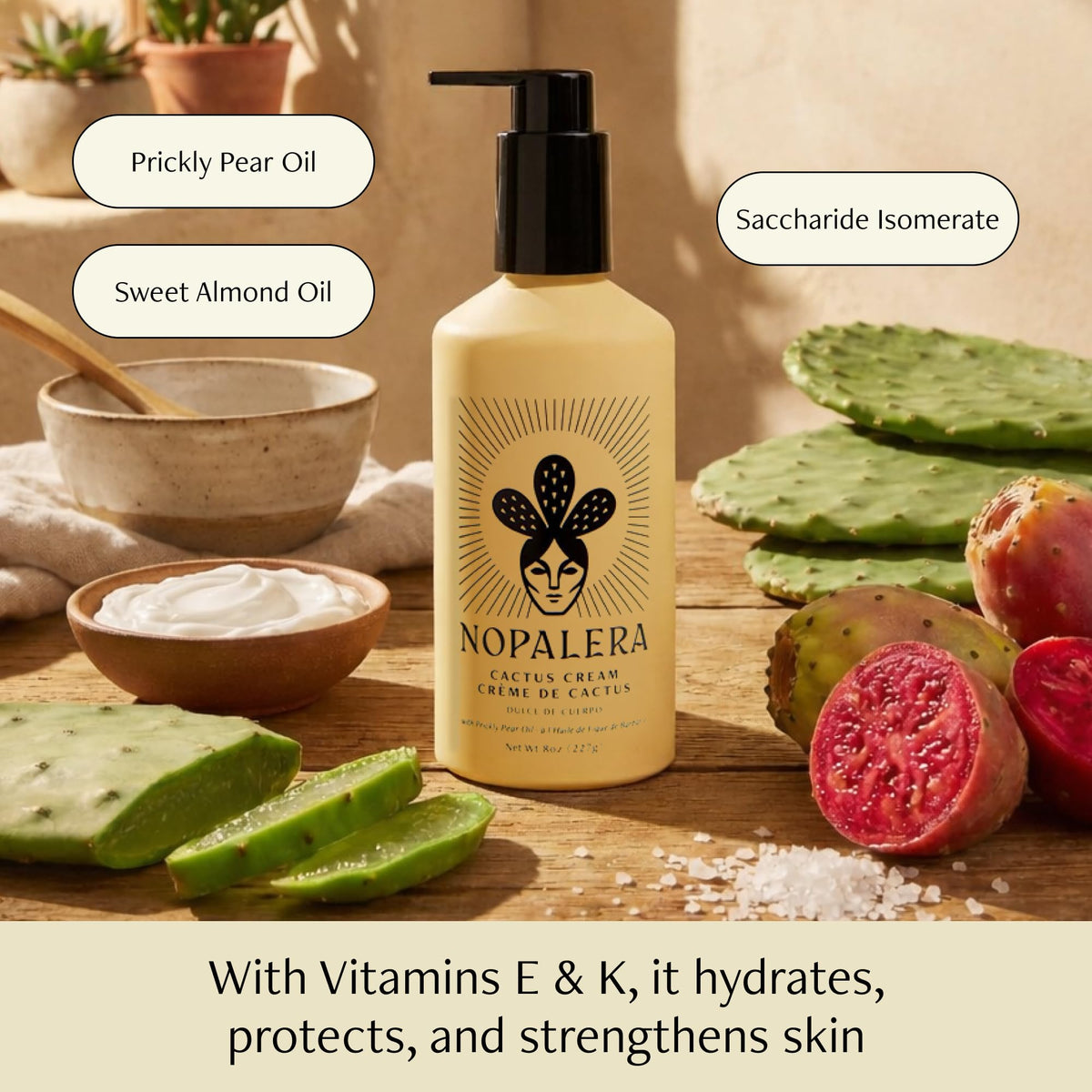 Nopalera warm vanilla notes offer comforting daytime scent.