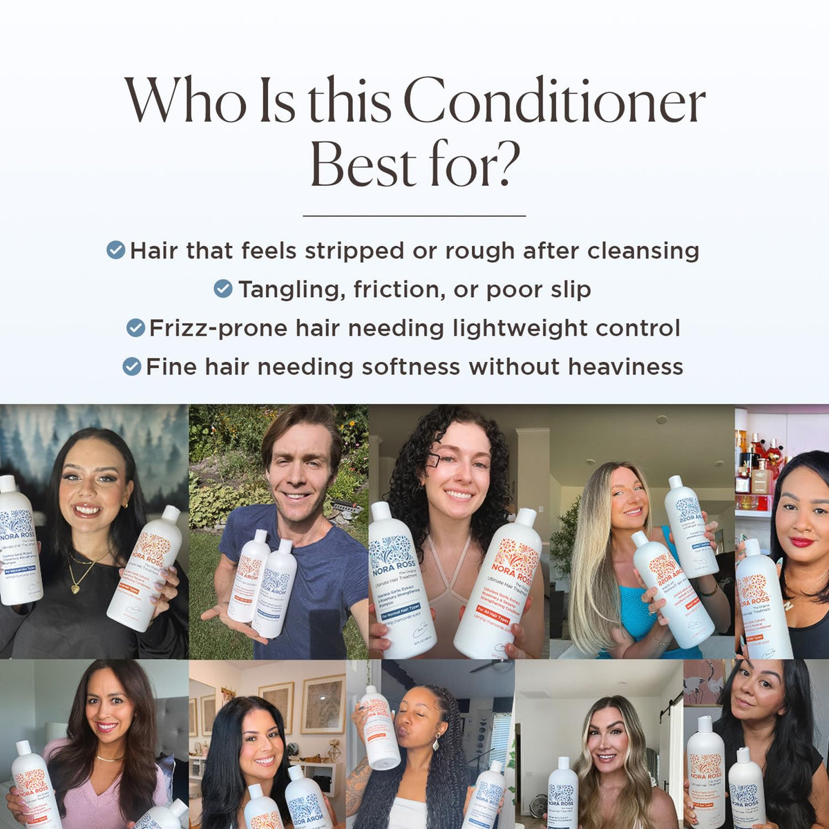 Nora Ross 32oz packaging shown for long-lasting conditioning routine