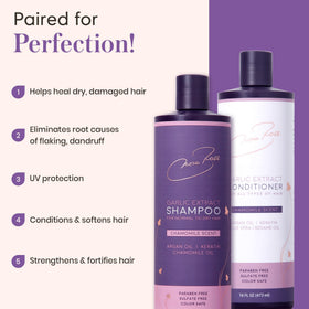 Nora Ross Garlic Extract Daily Conditioner bottle delivers hydration and frizz control.