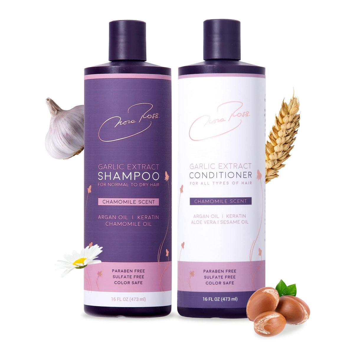 Nora Ross Garlic Extract Daily Shampoo bottle for nourished scalp and smoother hair.
