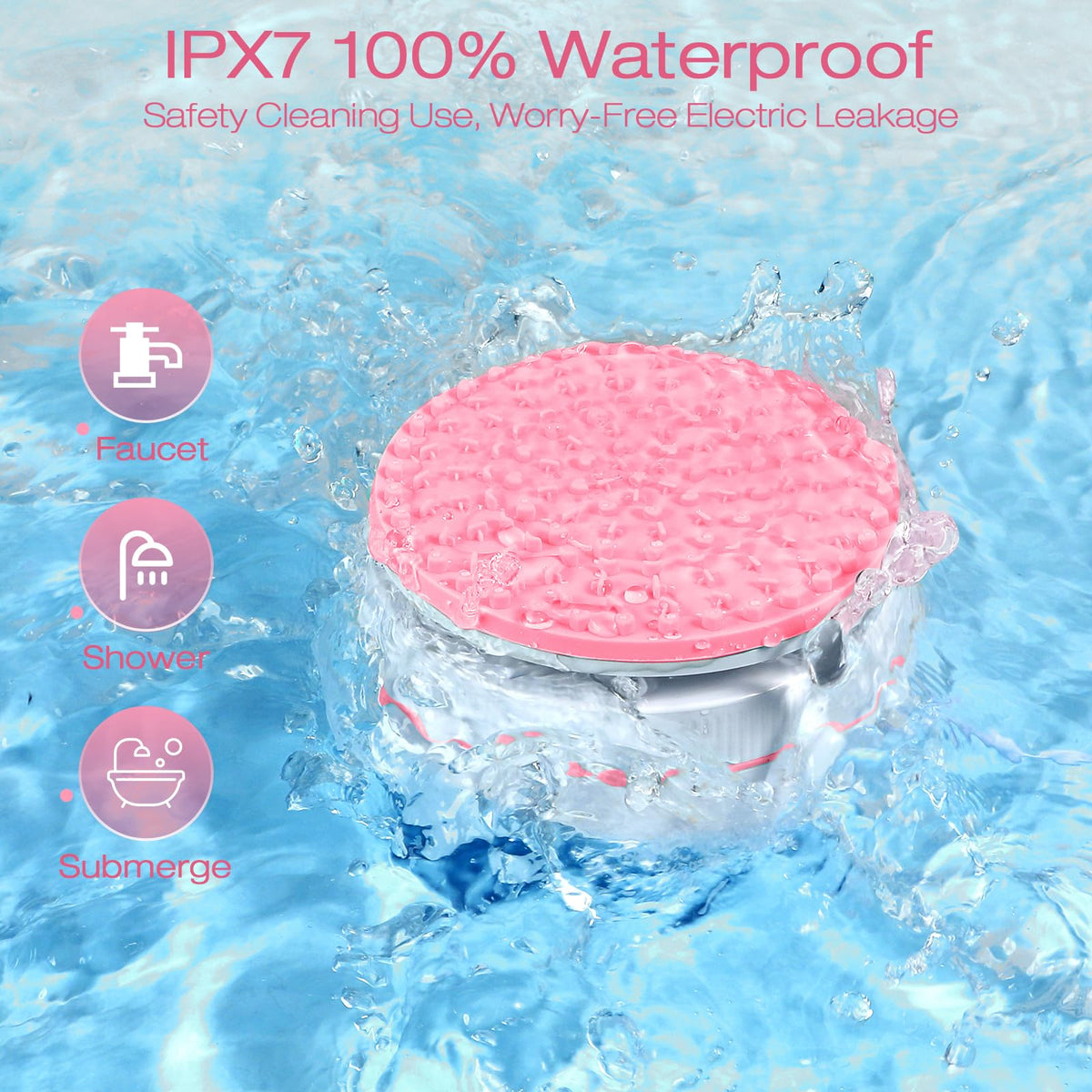 Norate IPX7 waterproof design highlights leak-free use near water for mess-free cleaning.