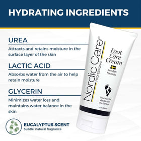 Rich blend of urea, glycerin, and eucalyptus nourishes skin with moisture.