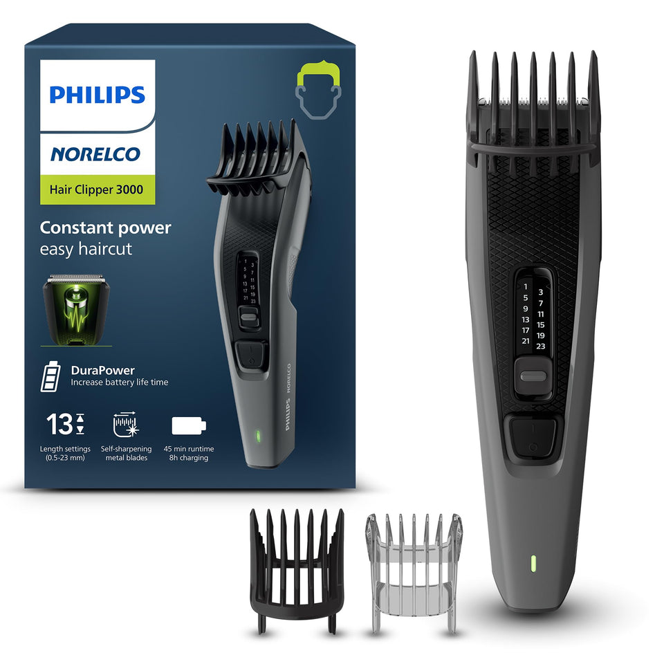 Norelco Hair Clipper 3000 front view for comfortable, precise trimming