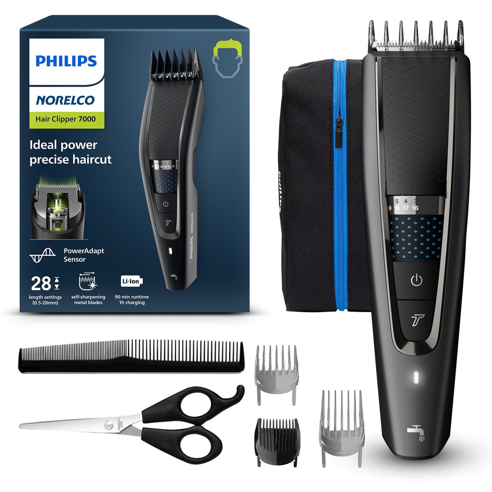 Norelco Hair Clipper 7000 with precision dial for versatile length control at home