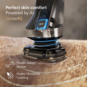Norelco i9000 cleaning pod for quick hygienic maintenance.