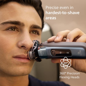Norelco i9000 SenseIQ technology adapts to skin for comfort.
