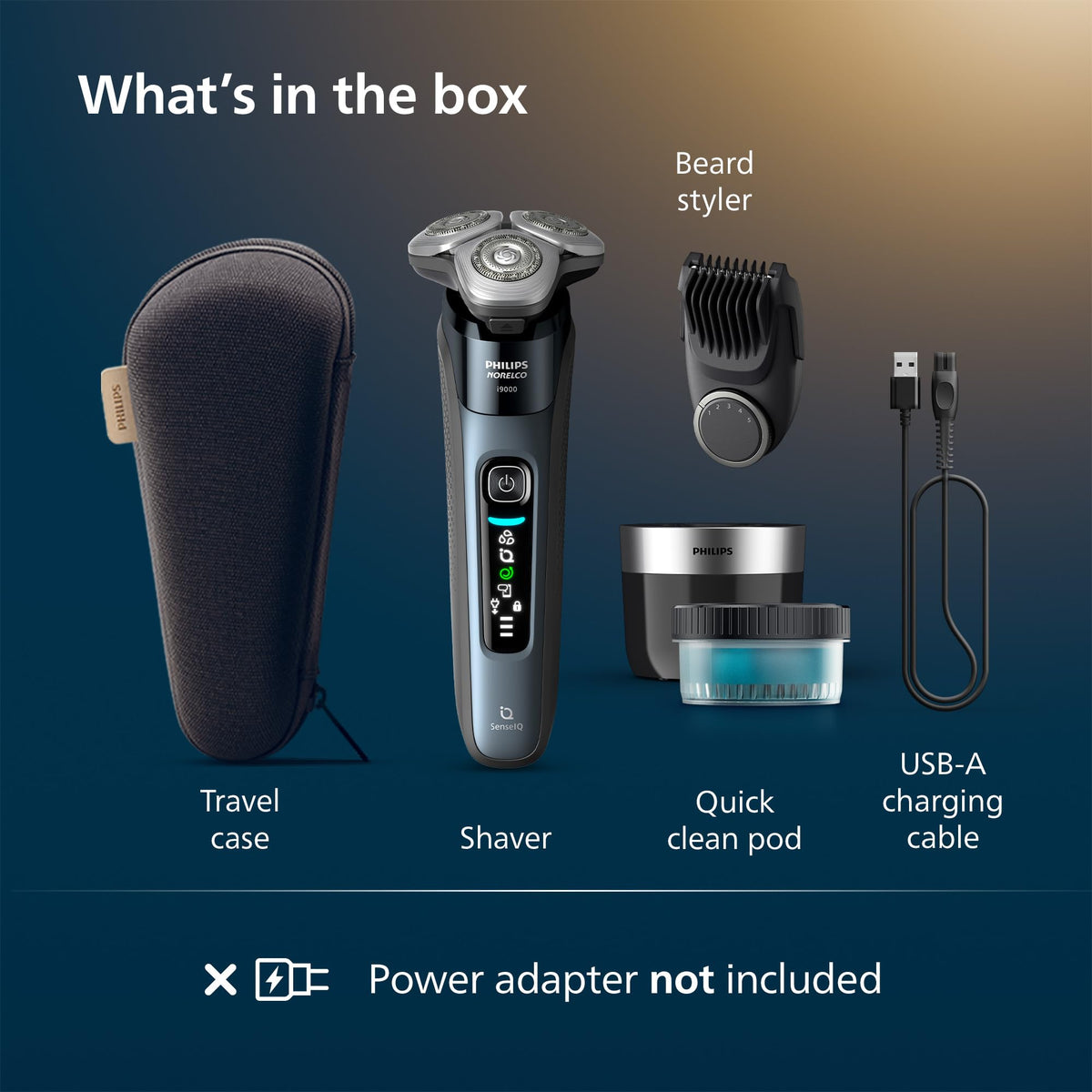 Norelco i9000 travel case included for on-the-go grooming.