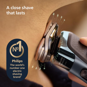 Norelco i9000 shaves wet or dry for versatile daily grooming.