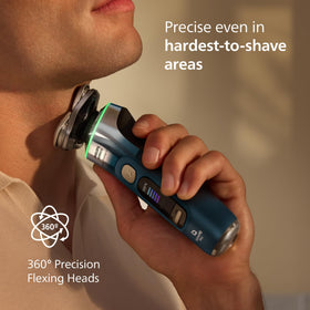 Norelco i9000 Prestige Ultra DeepClean brush cleanses and preps skin.